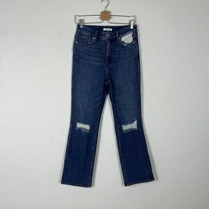 Good American Jeans Good Curve Straight Leg Stretch Distressed Denim Size 8/29